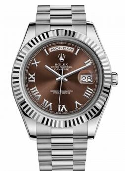 Rolex Day-Date II President Or blanc Fluted Bezel Réplique